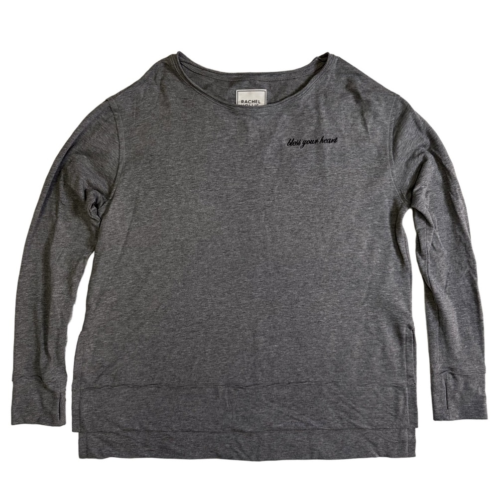 Rachel Hollis Bless Your Heart Grey Long Sleeve Shirt Size XXS Oversized NWOT - Picture 3 of 13